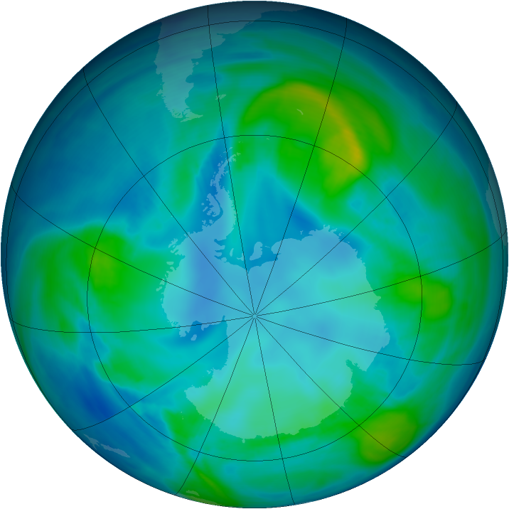 Antarctic ozone map for 27 April 2008